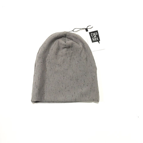 Grey and speckled black beanie